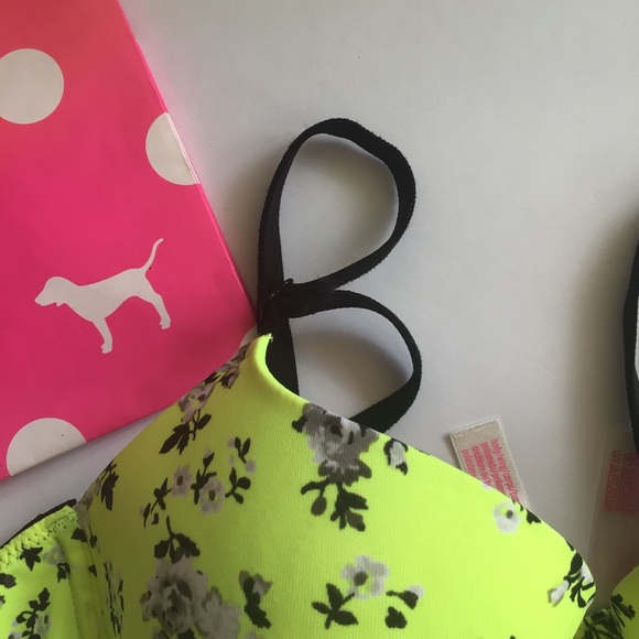 VICTORIAS SECRET PINK NEON YELLOW WEAR EVERYWHERE LIGHTLY LINED BRA SIZE… - Picture 3 of 15